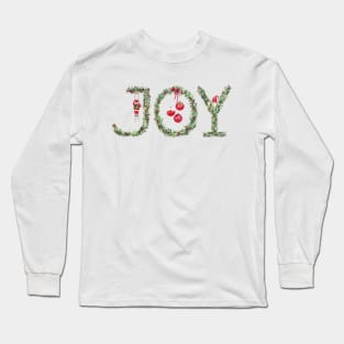 Joy Christmas watercolor illustration Long Sleeve T-Shirt